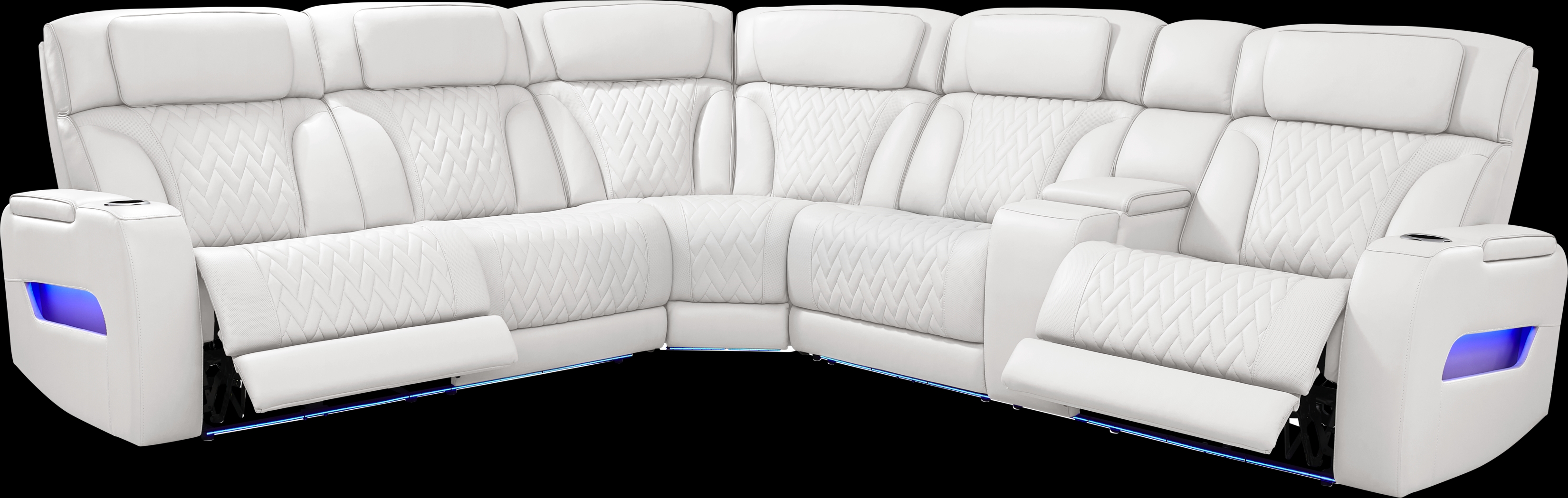 Encore White Leather 3 Pc Triple Power Reclining Sectional - Thumbnail - Image 1