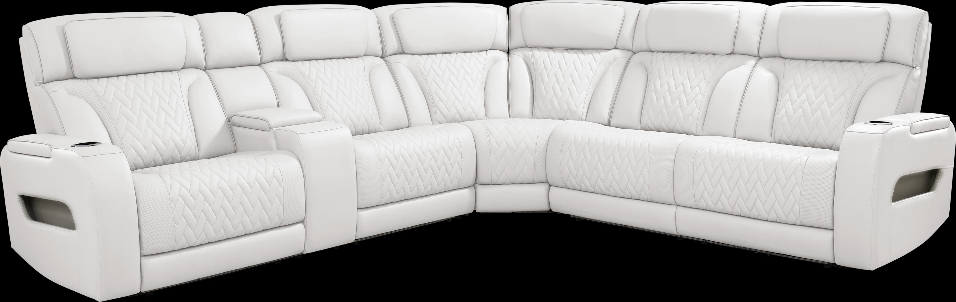 Encore White Leather 3 Pc Triple Power Reclining Sectional - Thumbnail - Image 3