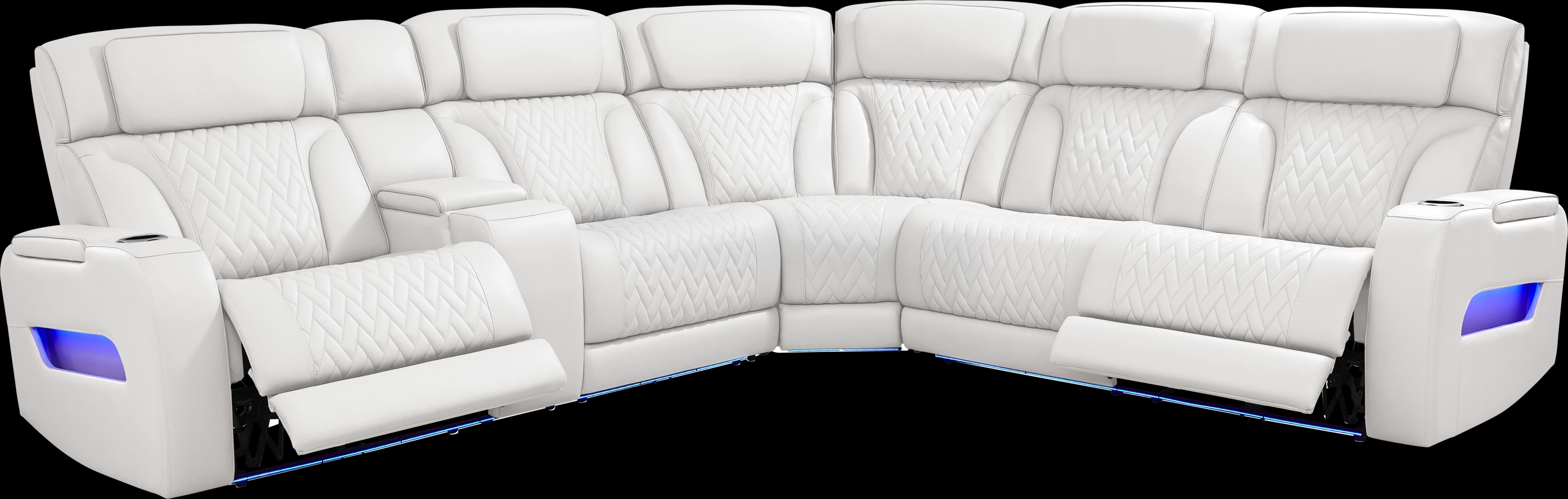 Encore White Leather 3 Pc Triple Power Reclining Sectional - Thumbnail - Image 1