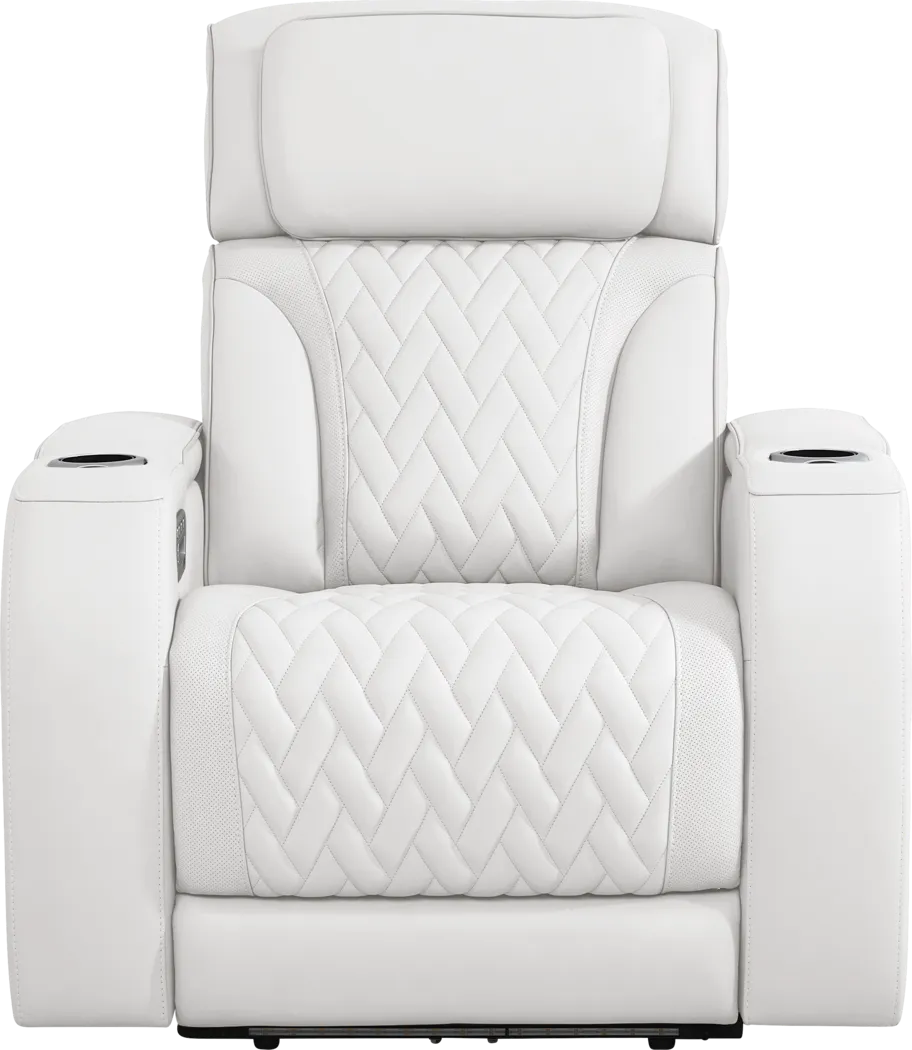 Encore White Leather Triple Power Recliner - Thumbnail - Image 2