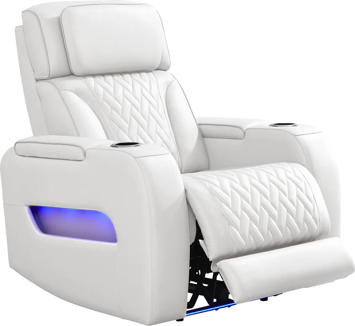Encore White Leather Triple Power Recliner - Thumbnail - Image 1