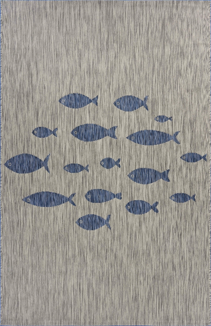 Engleto Gray/Navy 7'9 x 9'9 Indoor/Outdoor Rug - Thumbnail - Image 1
