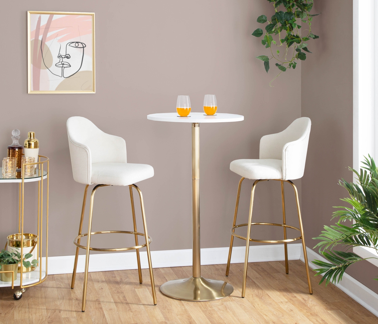 Enilla III Cream Barstool, Set of 2 - Thumbnail - Image 2