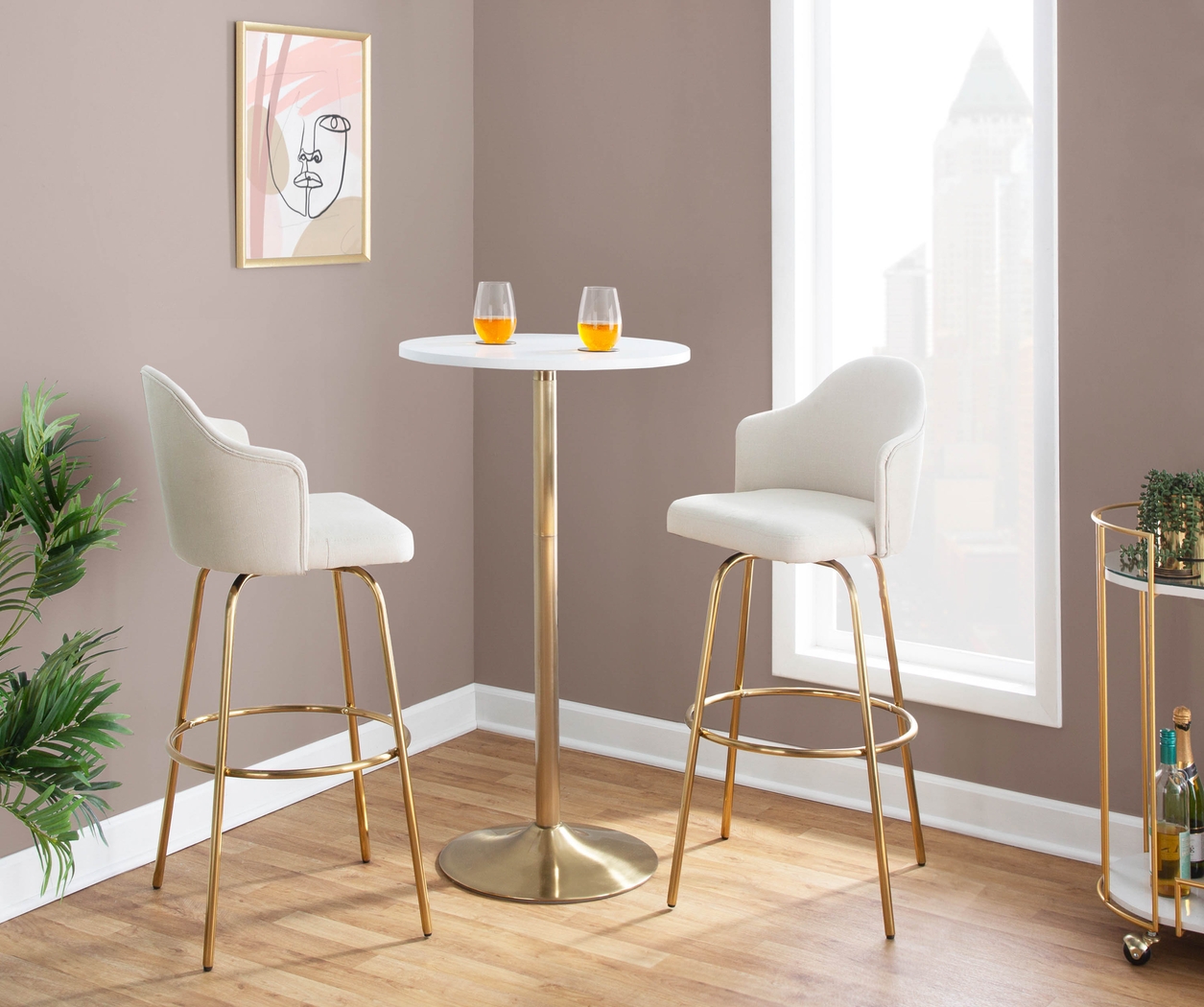 Enilla III Cream Barstool, Set of 2 - Thumbnail - Image 3