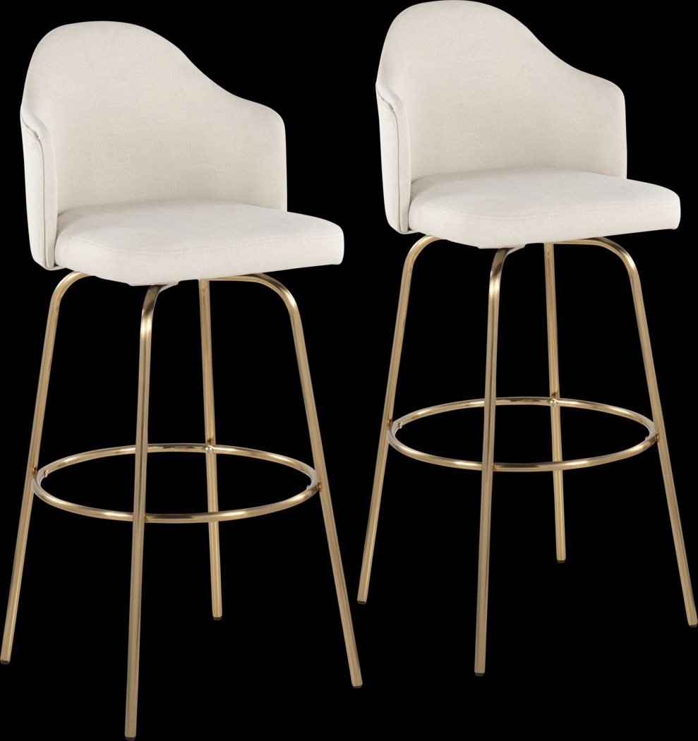 Enilla III Cream Barstool, Set of 2 - Thumbnail - Image 1