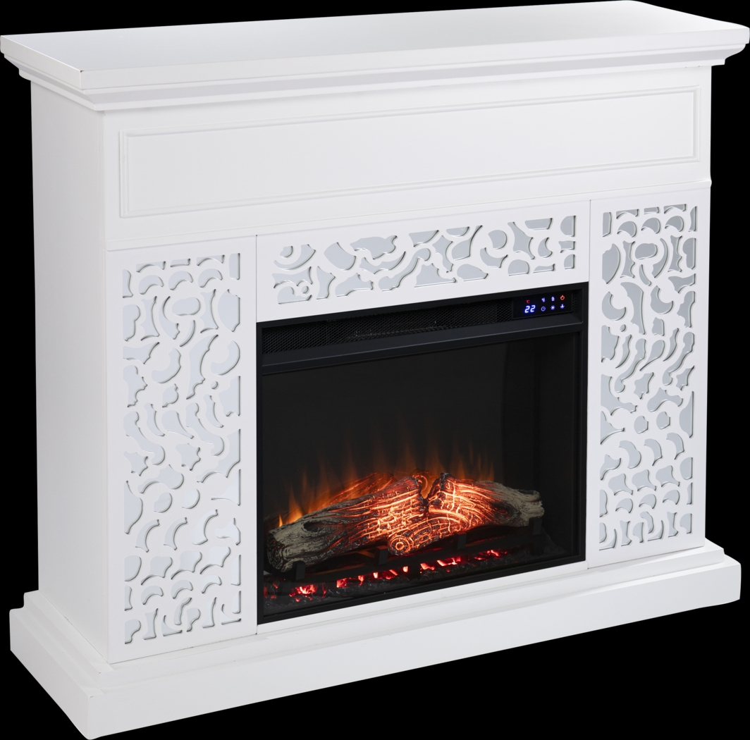 Ennismore IV White 46 in. Console, With Touch Panel Electric Log Fireplace - Thumbnail - Image 1