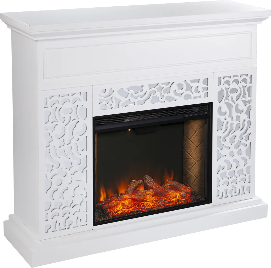 Ennismore III White 46 in. Console, With Smart Electric Fireplace - Thumbnail - Image 1