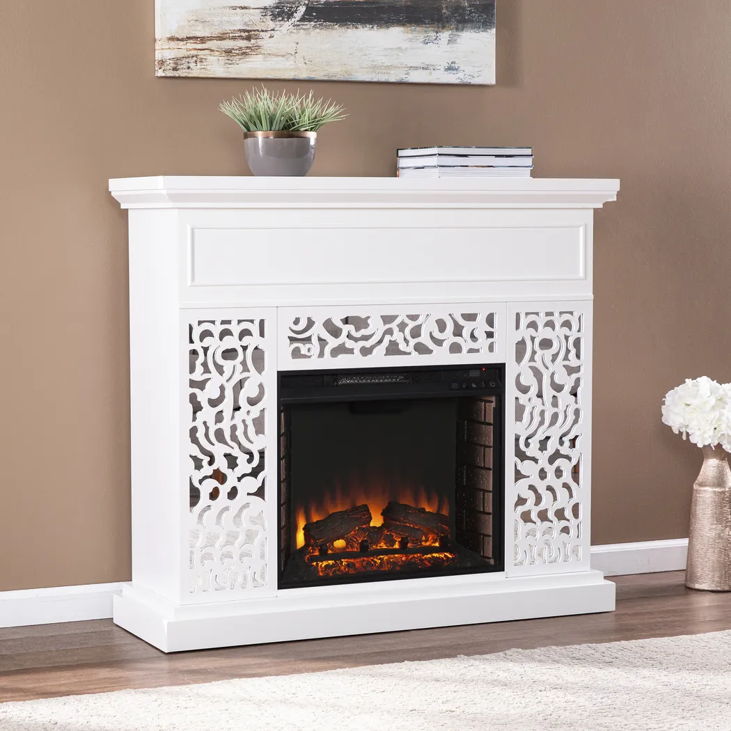 Ennismore II White 46 in. Console With Electric Log Fireplace - Image 5