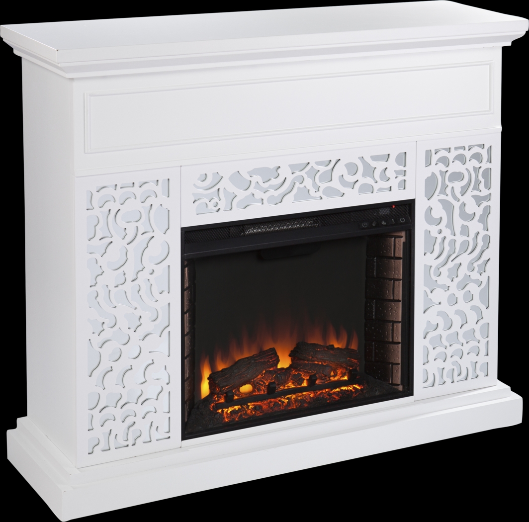 Ennismore II White 46 in. Console With Electric Log Fireplace - Thumbnail - Image 1