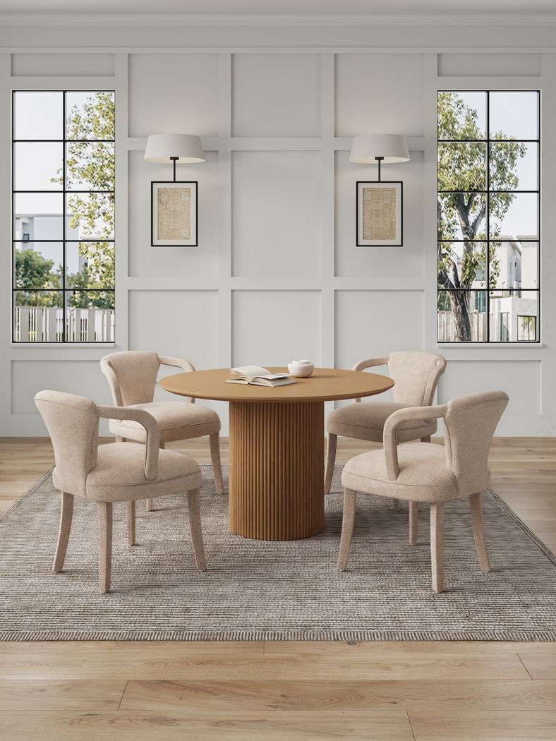 Enramada Natural and Gold 5 Pc Dining Table Set - Thumbnail - Image 2