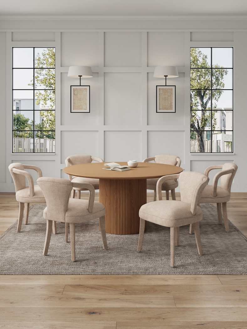 Enramada Natural and Gold 7 Pc Dining Table Set - Thumbnail - Image 2