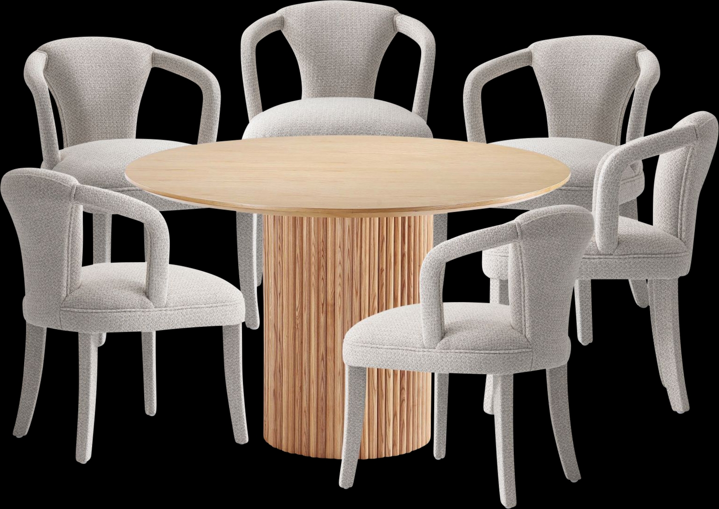 Enramada Natural and Silver 7 Pc Dining Table Set - Thumbnail - Image 1