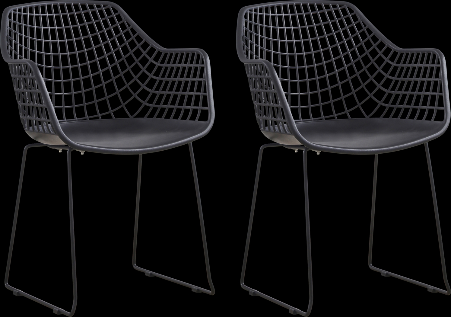 Outdoor Epperson Black Chair, Set of 2 - Thumbnail - Image 1