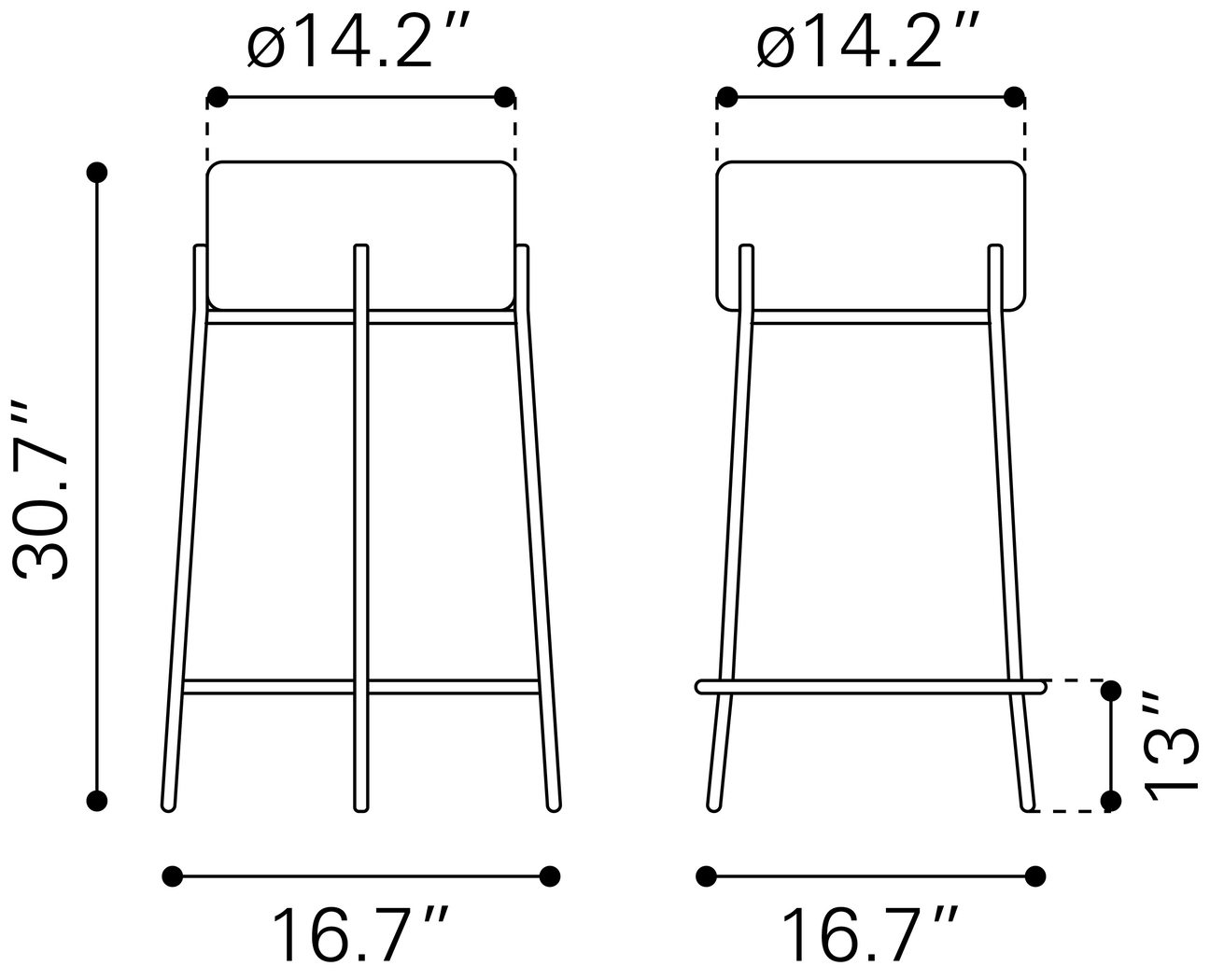 Equine White Barstool, Set of 2 - Thumbnail - Image 8