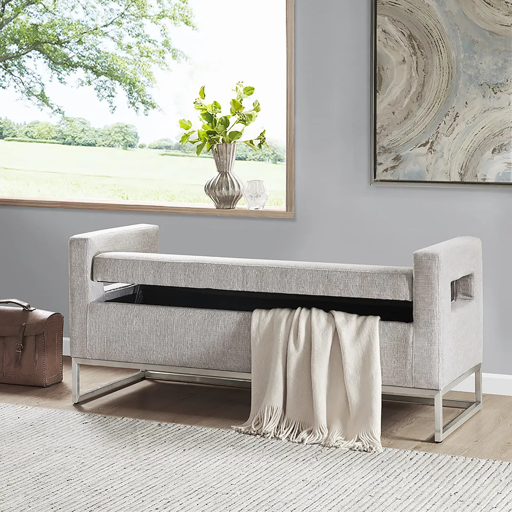 Erato Gray Storage Bench - Thumbnail - Image 4