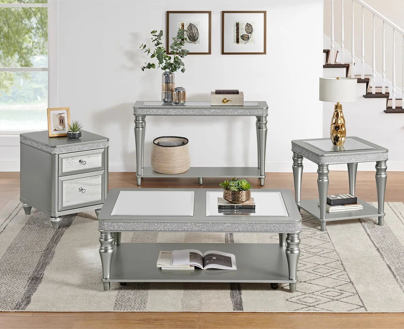 Erato Silver Chairside Table - Thumbnail - Image 2