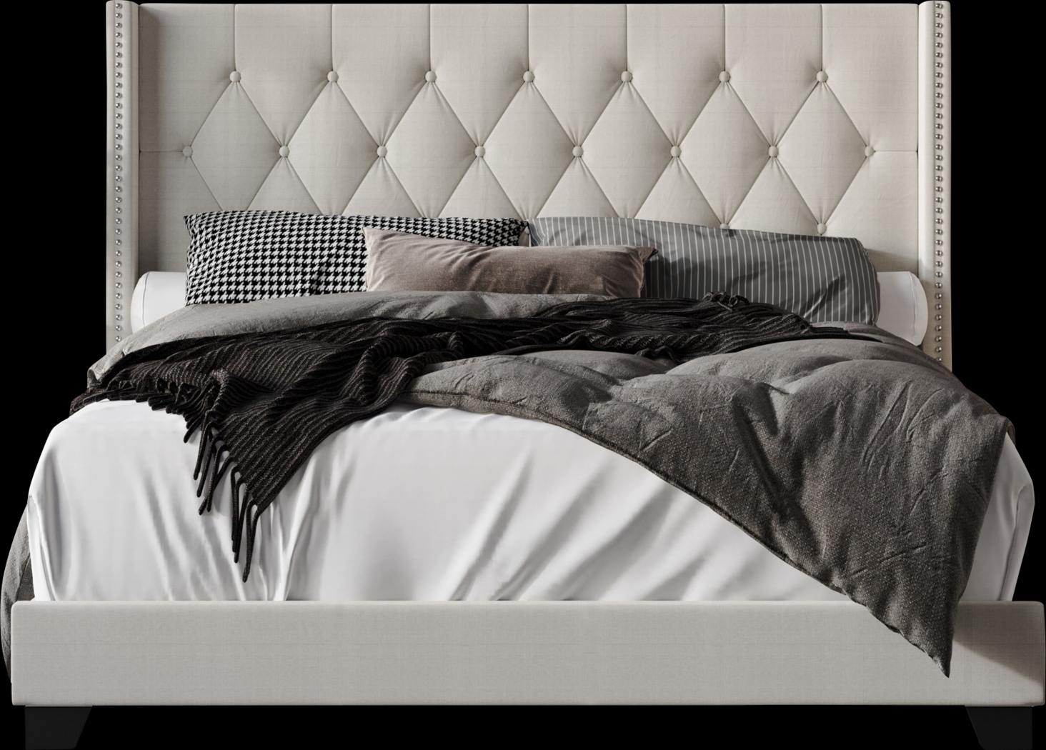 Erdrick Light Gray Queen Bed - Thumbnail - Image 1