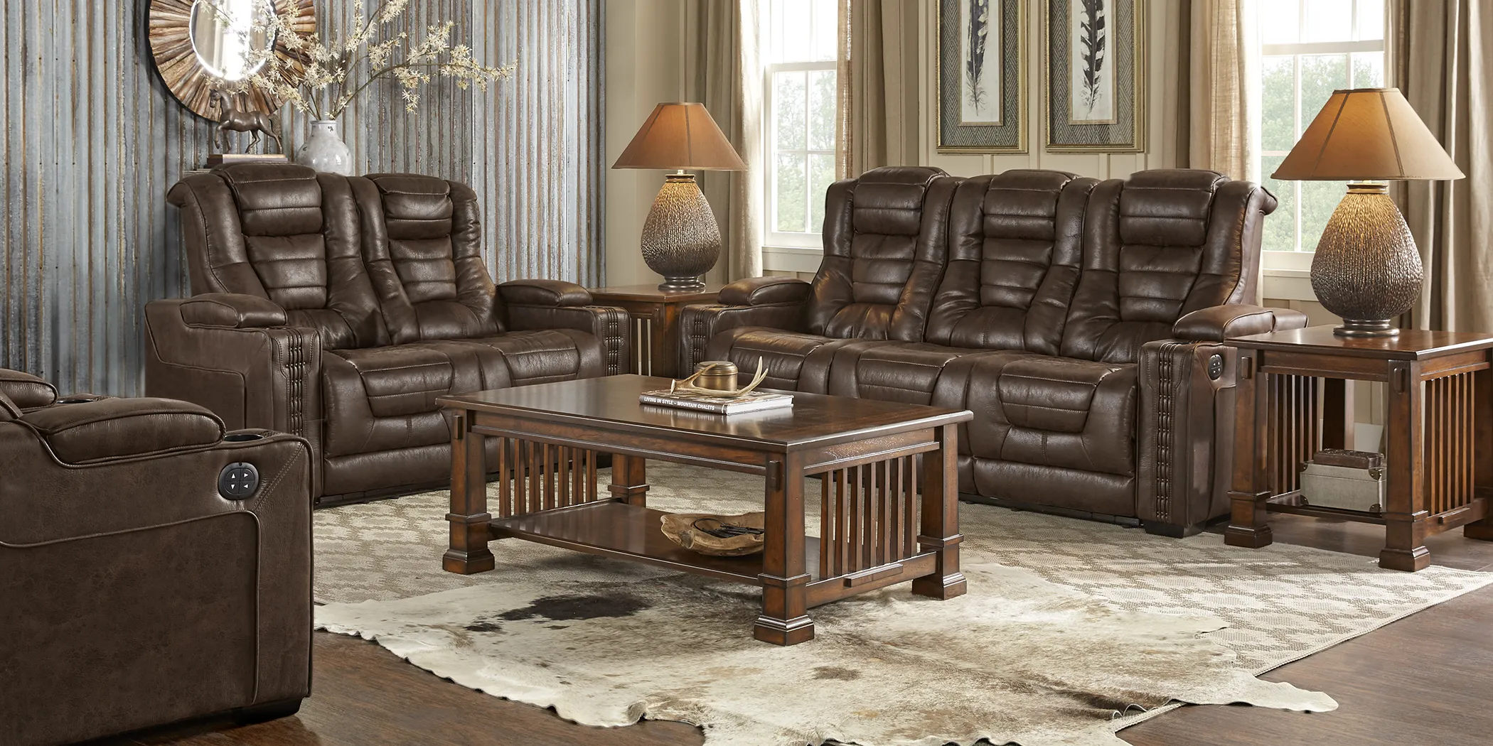 Eric Church Highway To Home Chief Brown 3 Pc Living Room with Dual Power Reclining Sofa - Thumbnail - Image 1