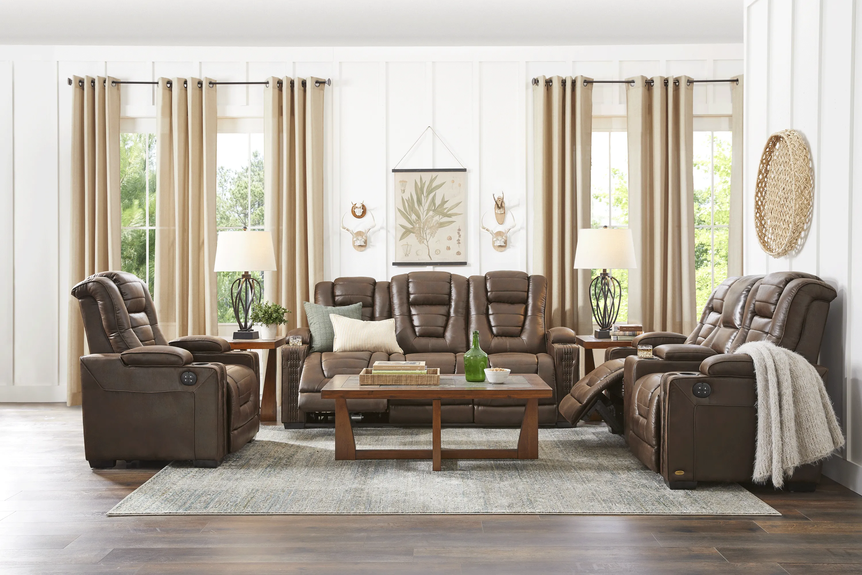 Eric Church Highway To Home Chief Brown 5 Pc Dual Power Reclining Living Room - Thumbnail - Image 1