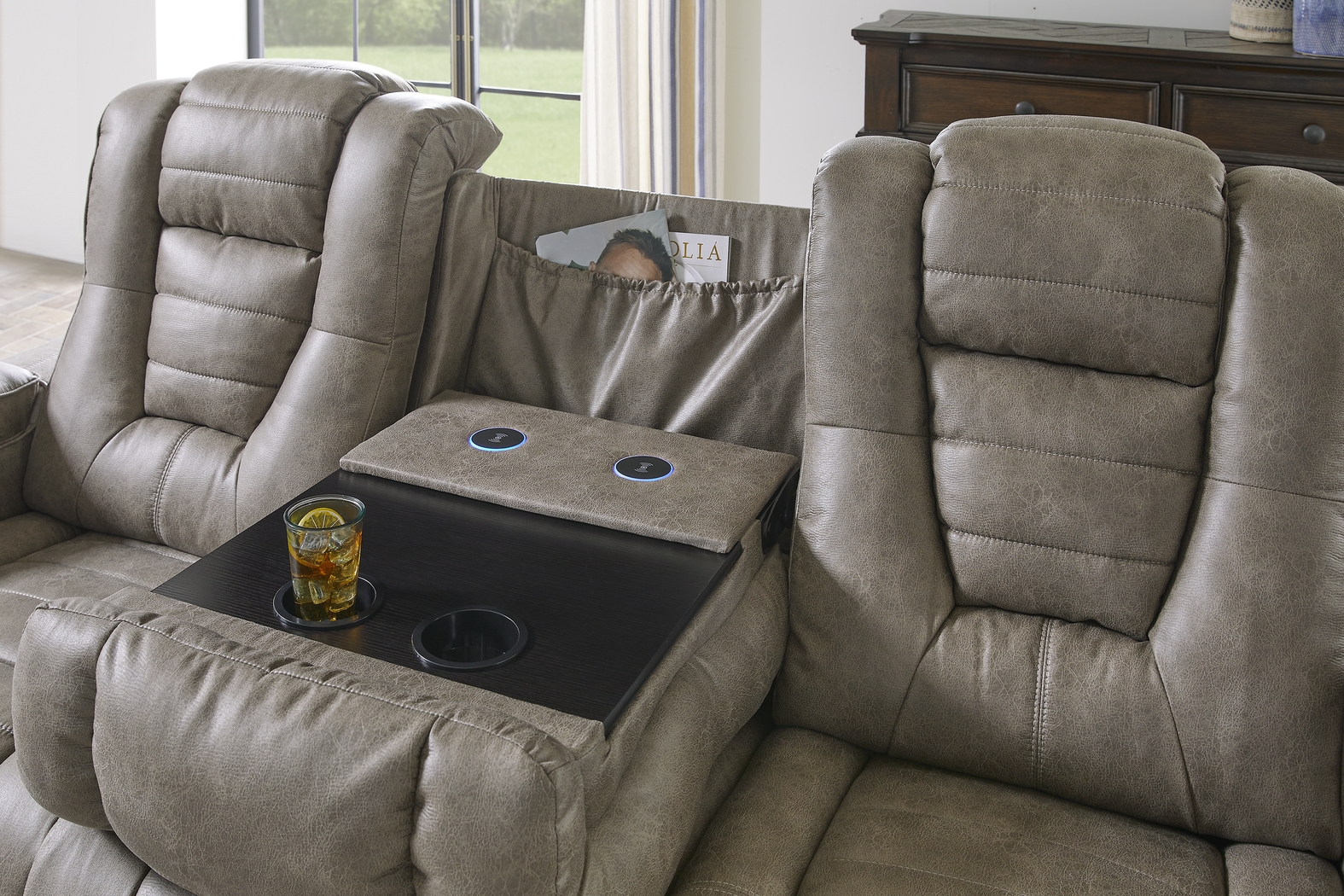 Chief Taupe 2 Pc Dual Power Reclining Living Room - Thumbnail - Image 9