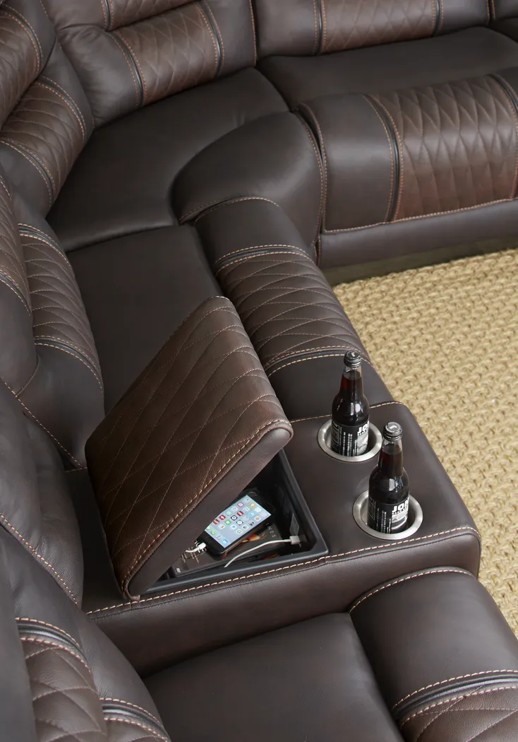 Eric Church Highway To Home Headliner Brown Leather 6 Pc Power Plus Reclining Sectional - Thumbnail - Image 5