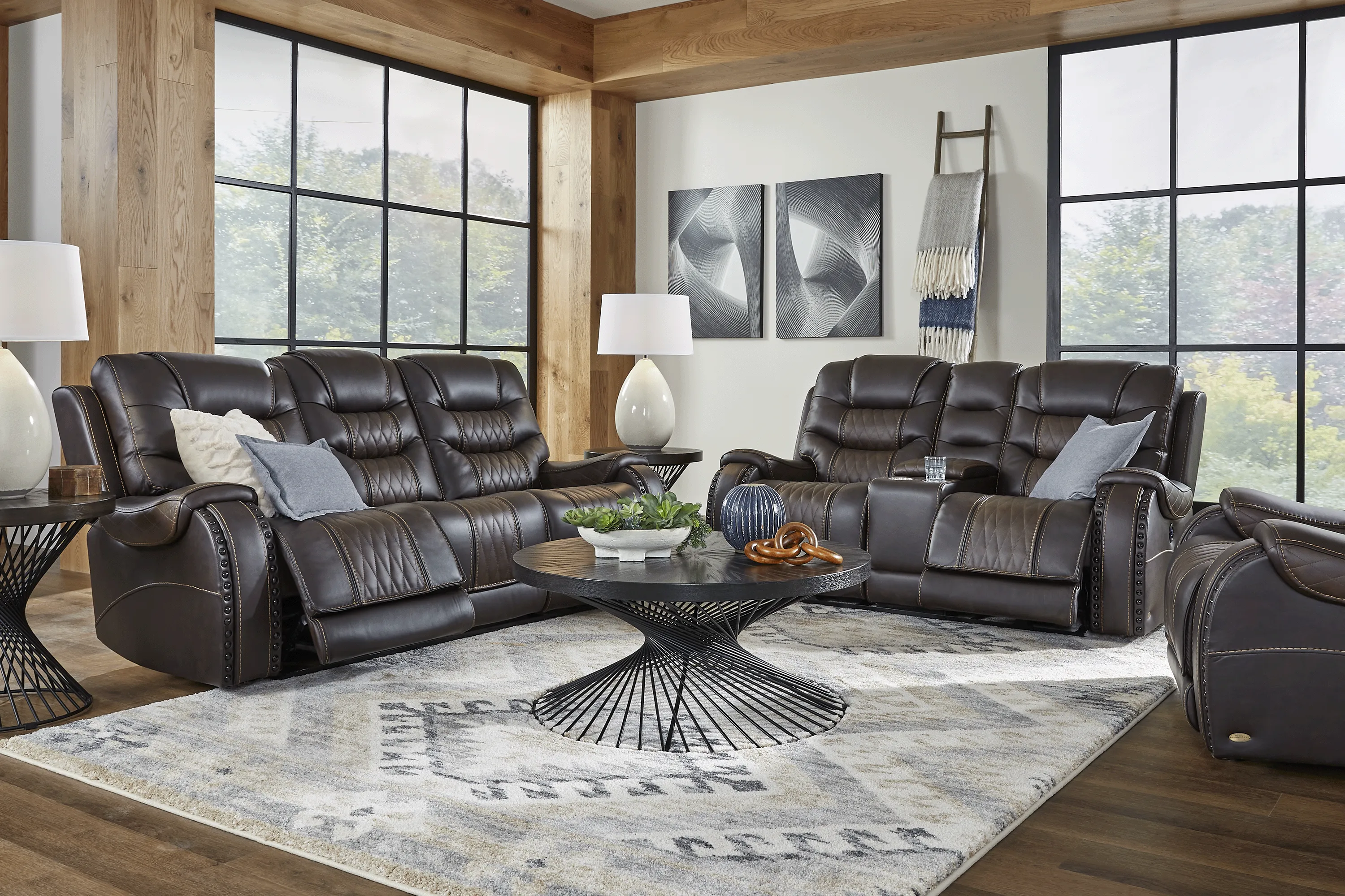 Eric Church Highway To Home Headliner Brown Leather 2 Pc Reclining Living Room - Thumbnail - Image 1