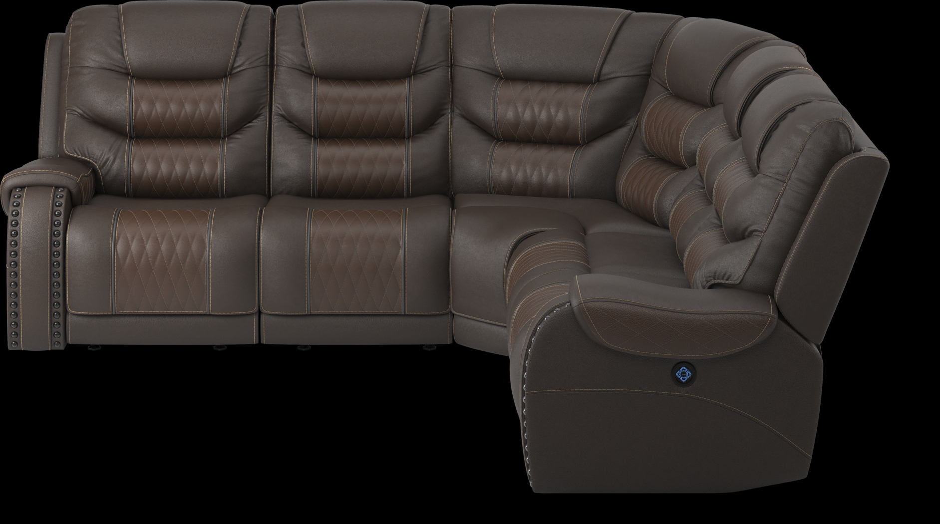 Headliner Brown Leather 8 Pc Dual Power Reclining Sectional Living Room - Thumbnail - Image 3