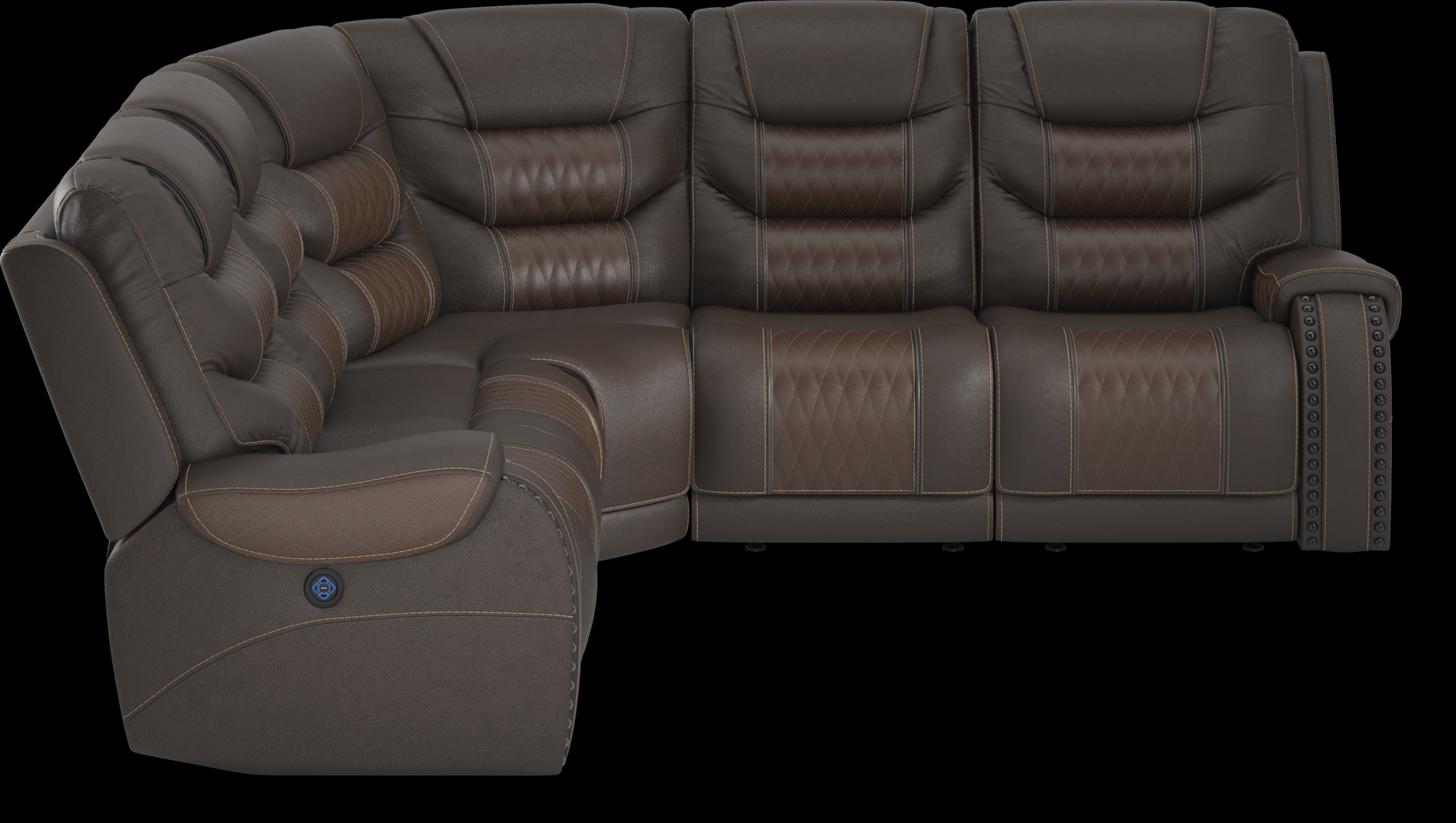 Headliner Brown Leather 8 Pc Dual Power Reclining Sectional Living Room - Thumbnail - Image 4