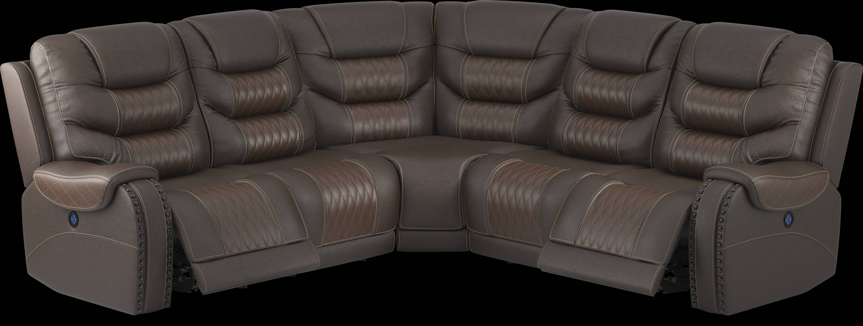 Headliner Brown Leather 8 Pc Dual Power Reclining Sectional Living Room - Thumbnail - Image 5