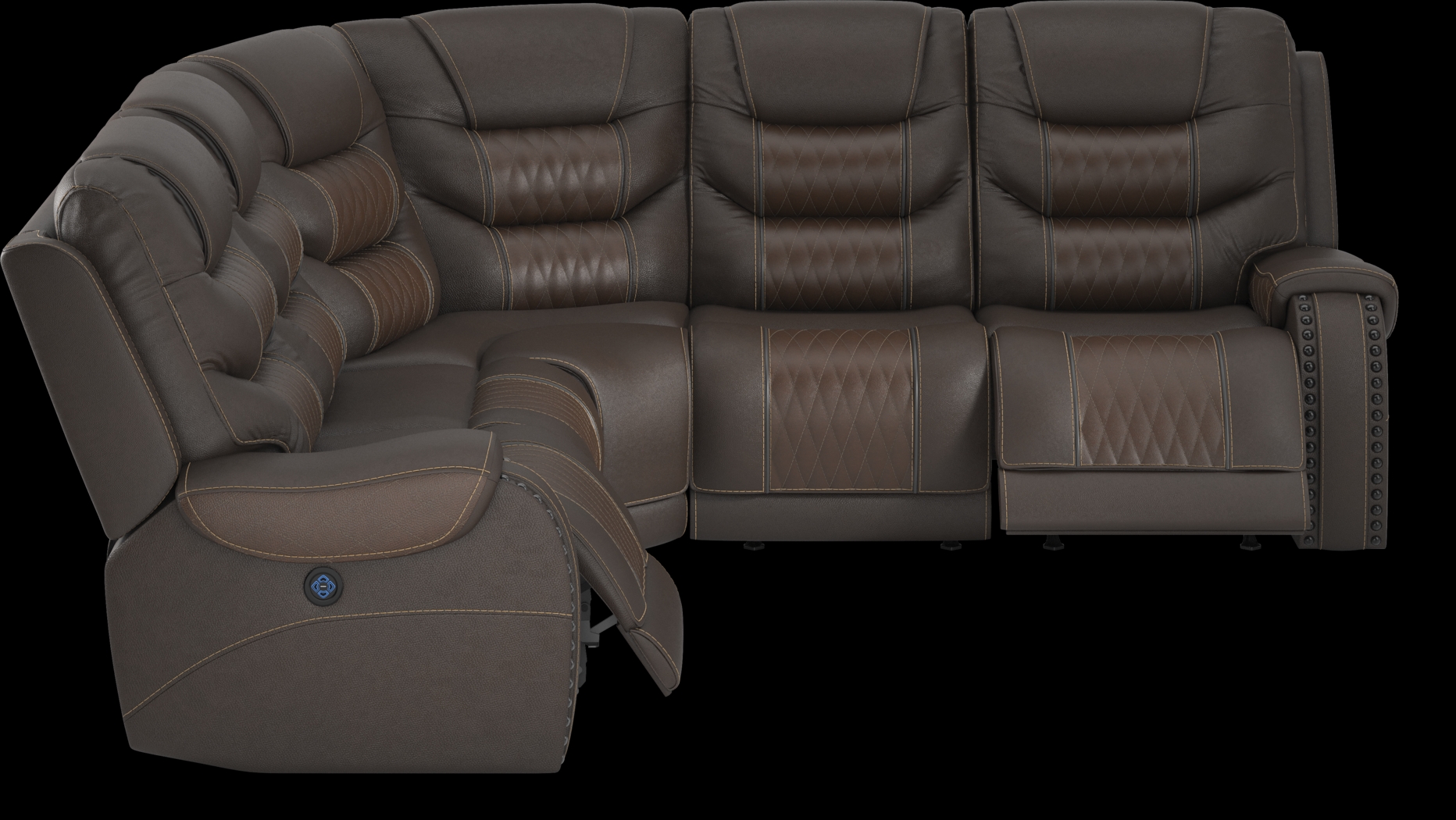 Headliner Brown Leather 8 Pc Dual Power Reclining Sectional Living Room - Thumbnail - Image 6