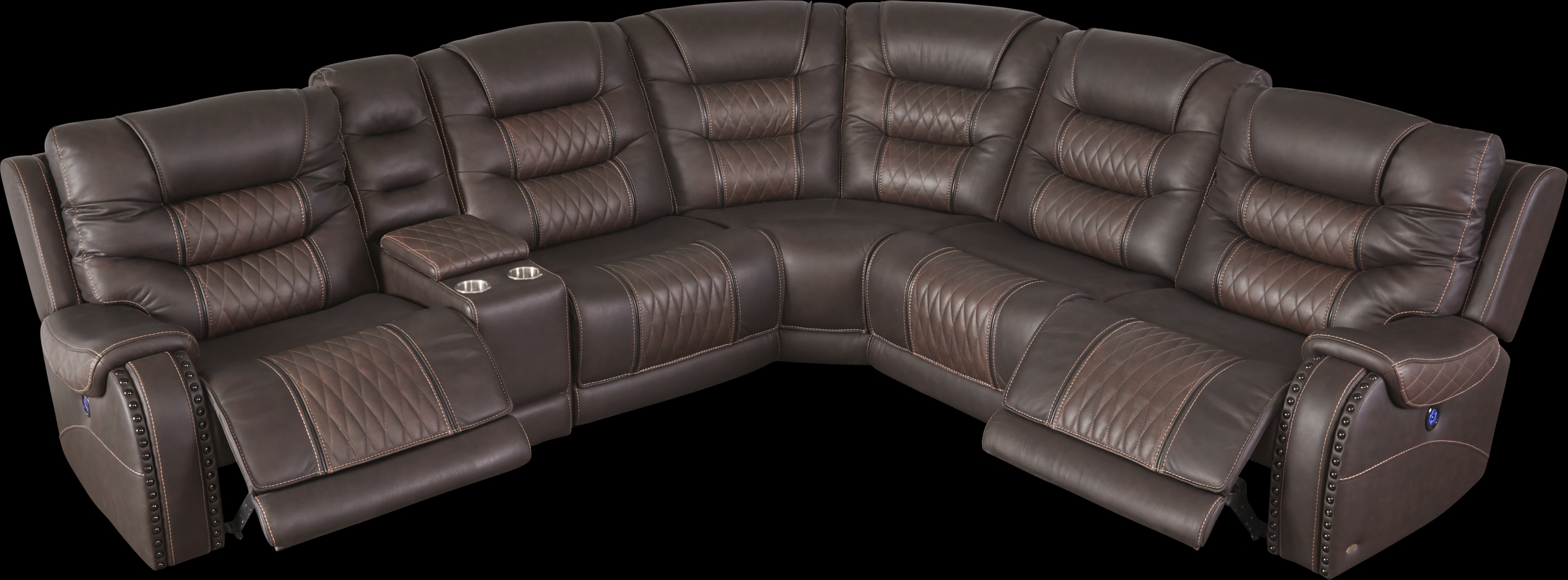 Eric Church Highway To Home Headliner Brown Leather 9 Pc Dual Power Reclining Sectional Living Room - Thumbnail - Image 4