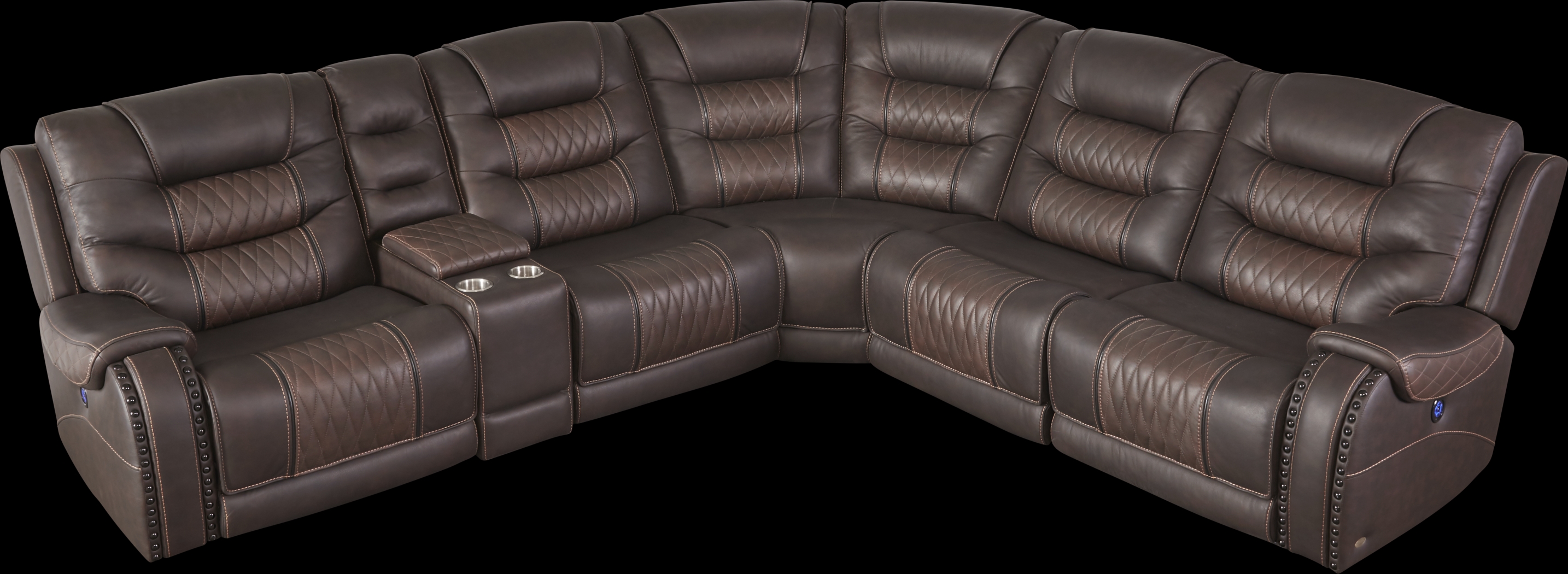 Eric Church Highway To Home Headliner Brown Leather 9 Pc Dual Power Reclining Sectional Living Room - Thumbnail - Image 3