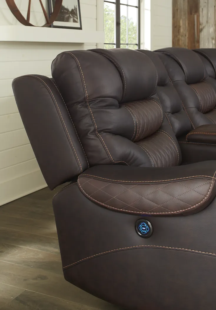 Headliner Brown Leather 6 Pc Dual Power Reclining Sectional - Image 8