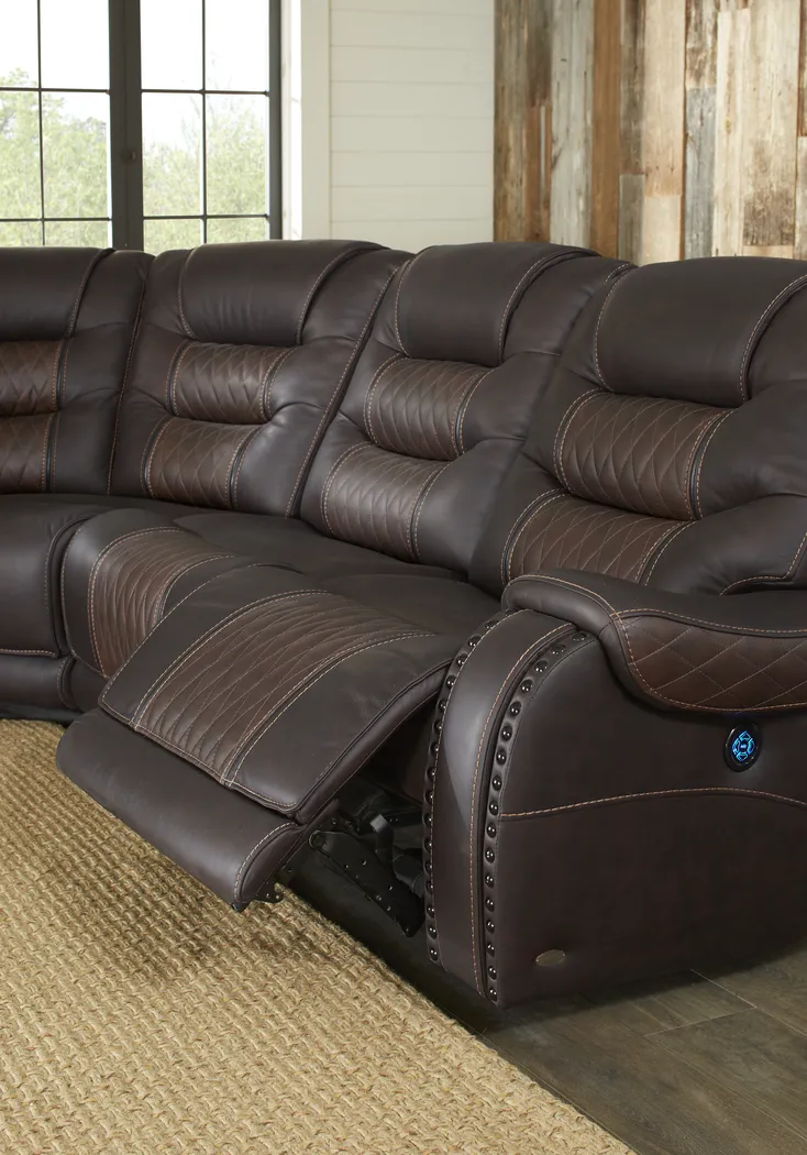 Eric Church Highway To Home Headliner Brown Leather 6 Pc Power Plus Reclining Sectional - Thumbnail - Image 9