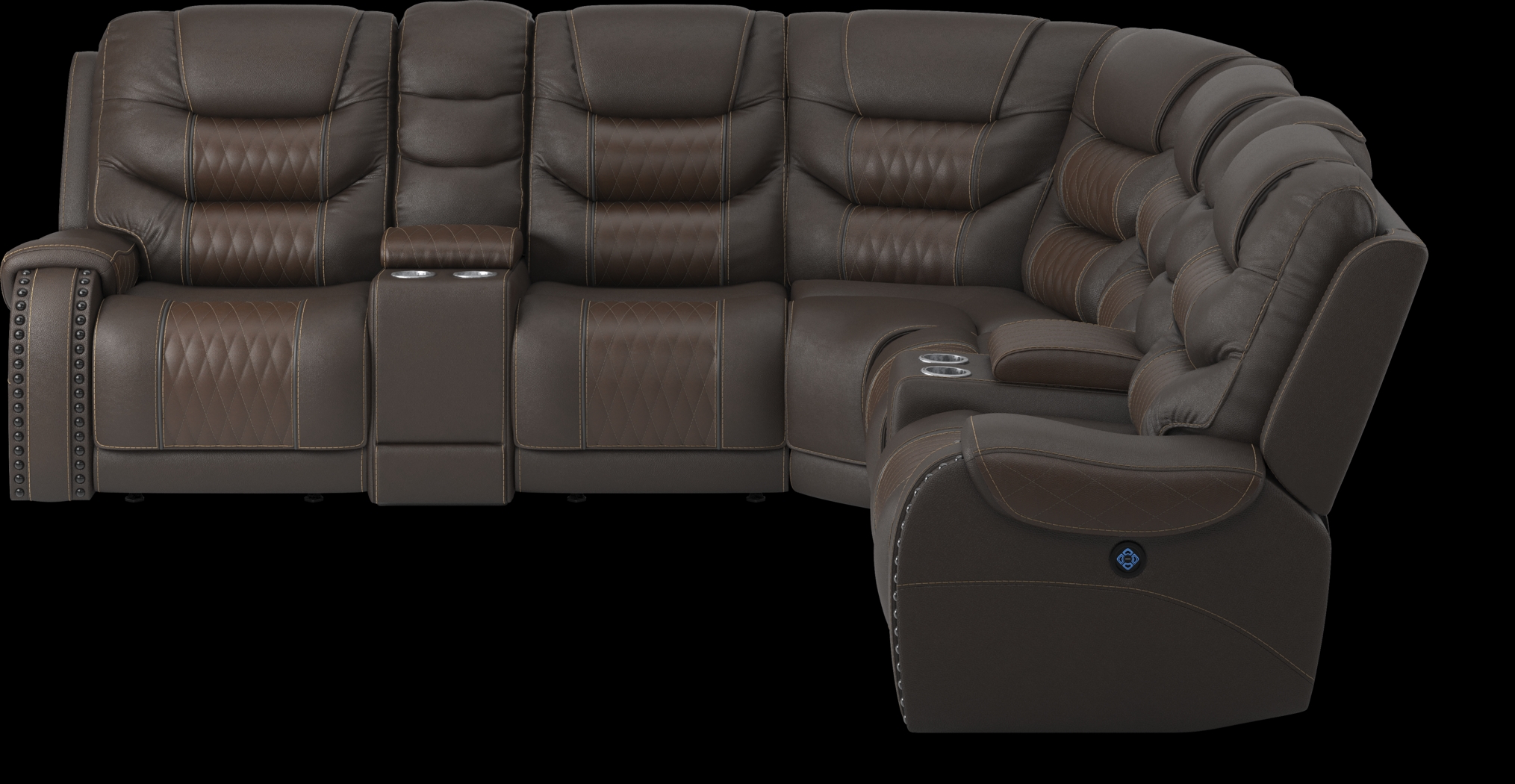 Eric Church Highway To Home Headliner Brown Leather 7 Pc Dual Power Reclining Sectional - Thumbnail - Image 3