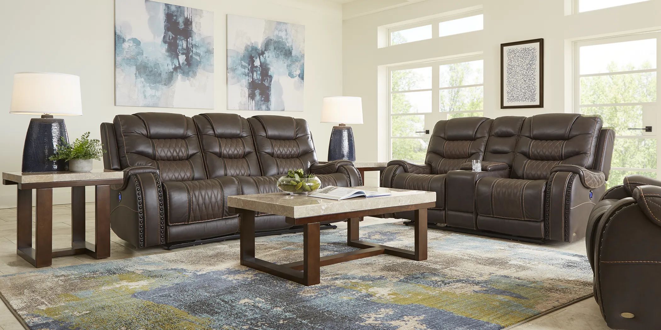Eric Church Highway To Home Headliner Brown Leather Dual Power Recliner - Thumbnail - Image 2