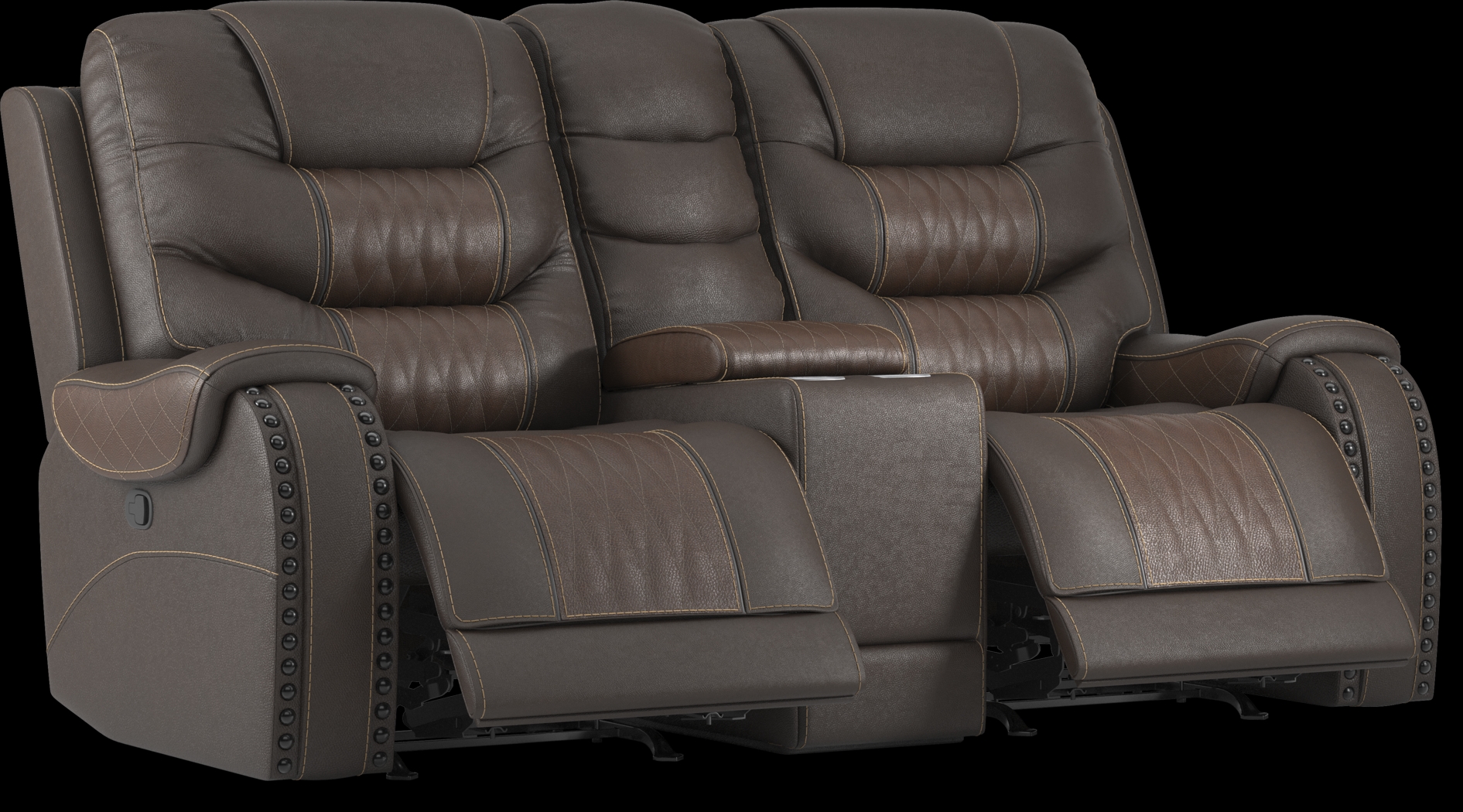 Eric Church Highway To Home Headliner Brown Leather Dual Power Reclining Console Loveseat - Thumbnail - Image 2