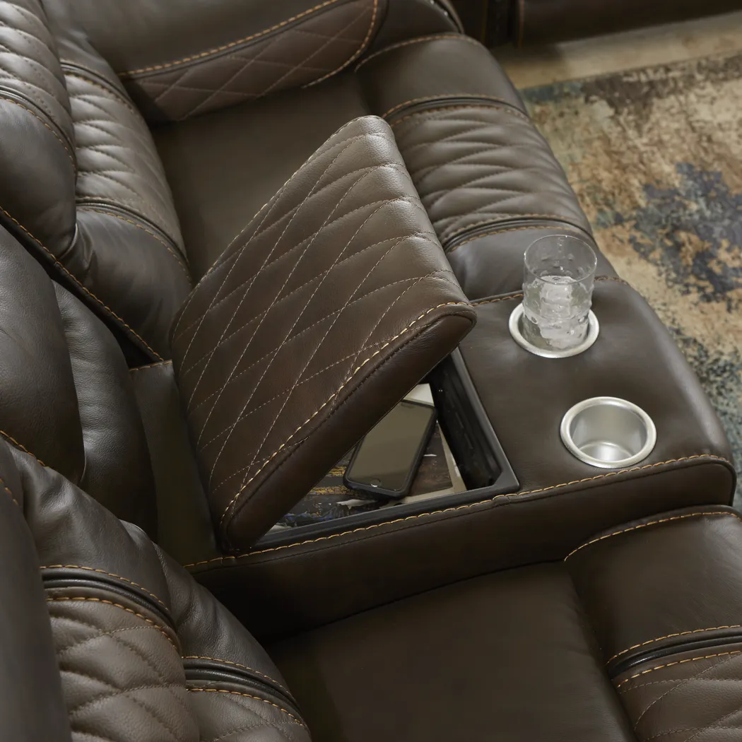 Eric Church Highway To Home Headliner Brown Leather Dual Power Reclining Console Loveseat - Image 6
