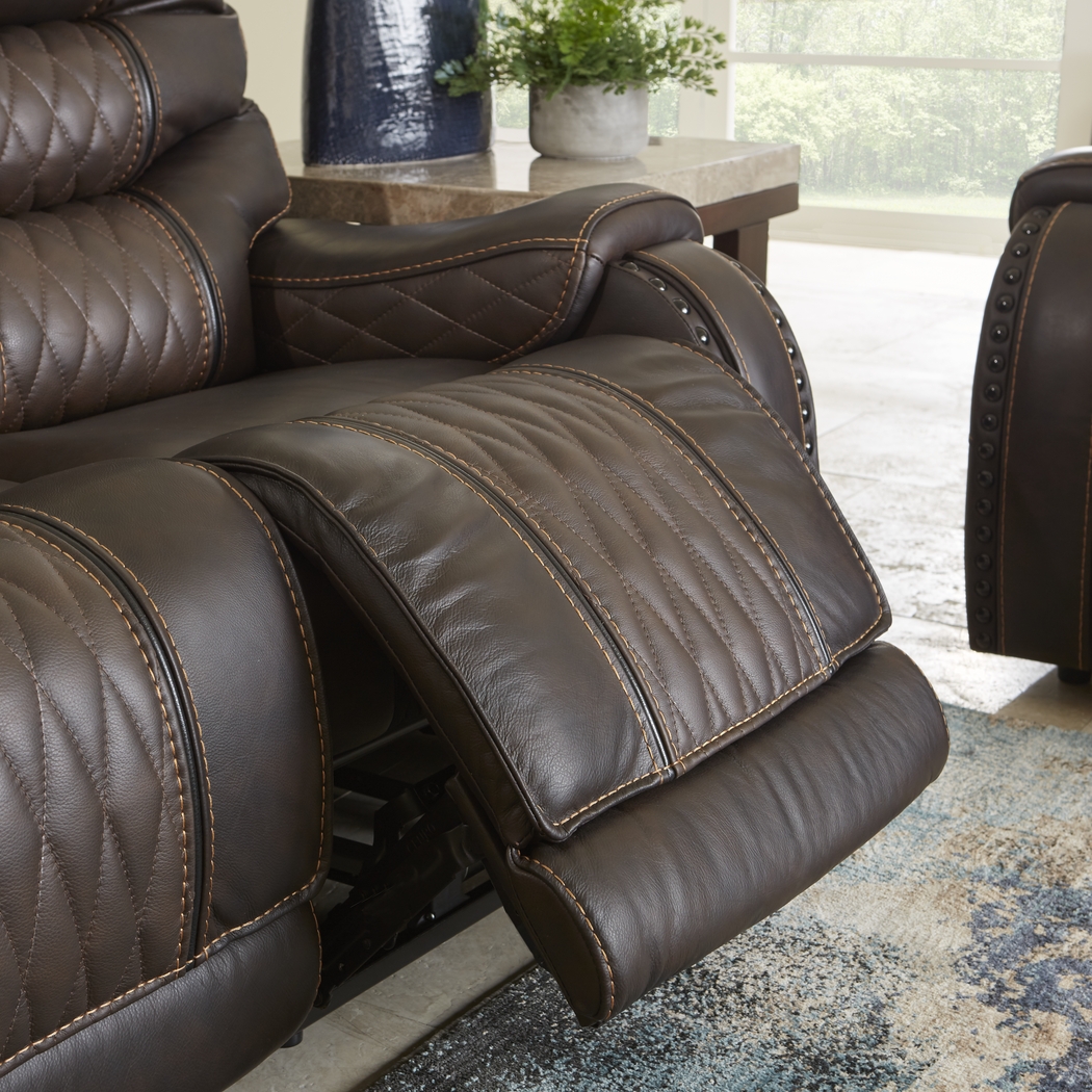 Eric Church Highway To Home Headliner Brown Leather Dual Power Reclining Sofa - Thumbnail - Image 3