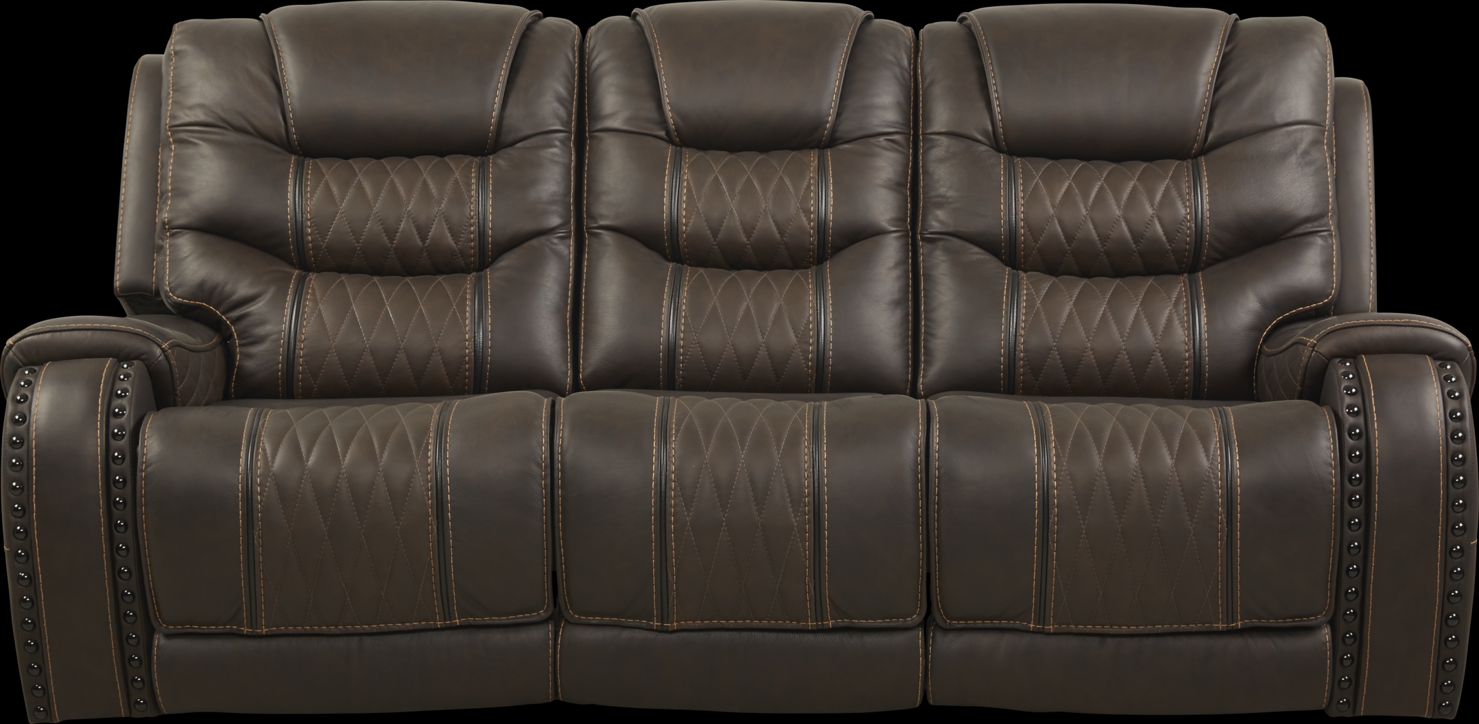 Eric Church Highway To Home Headliner Brown Leather Dual Power Reclining Sofa - Thumbnail - Image 1