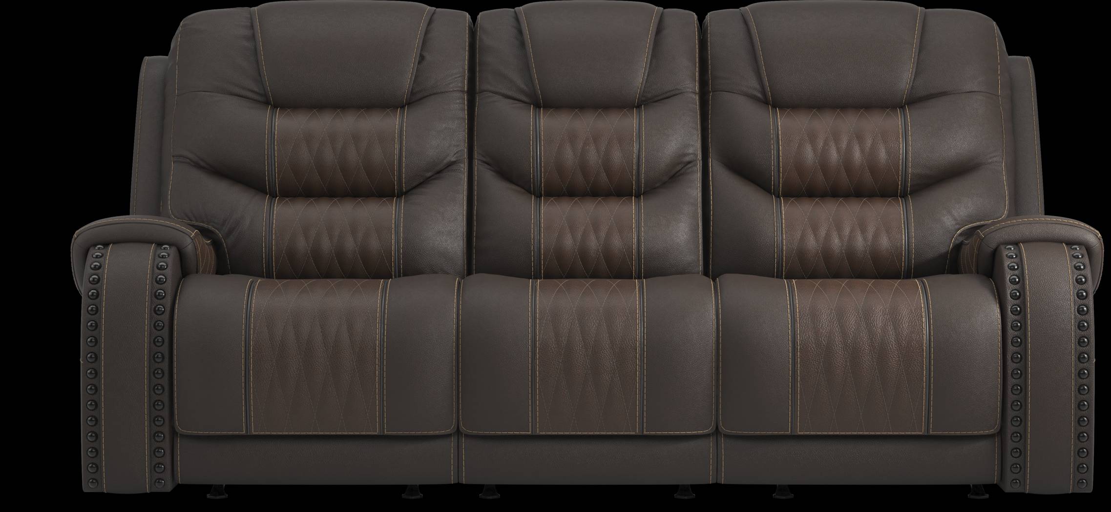 Eric Church Highway To Home Headliner Brown Leather Dual Power Reclining Sofa - Thumbnail - Image 1