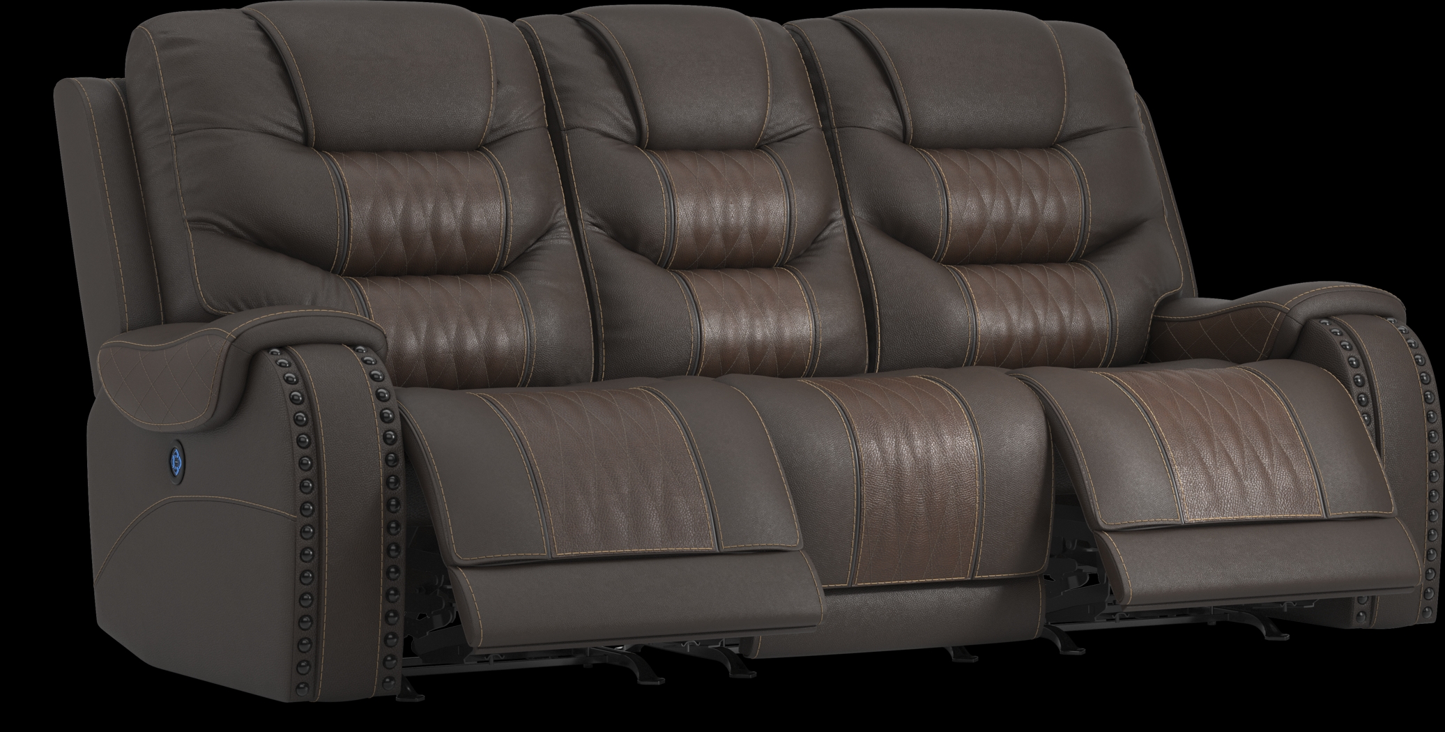 Headliner Brown Leather 2 Pc Dual Power Reclining Living Room - Thumbnail - Image 3