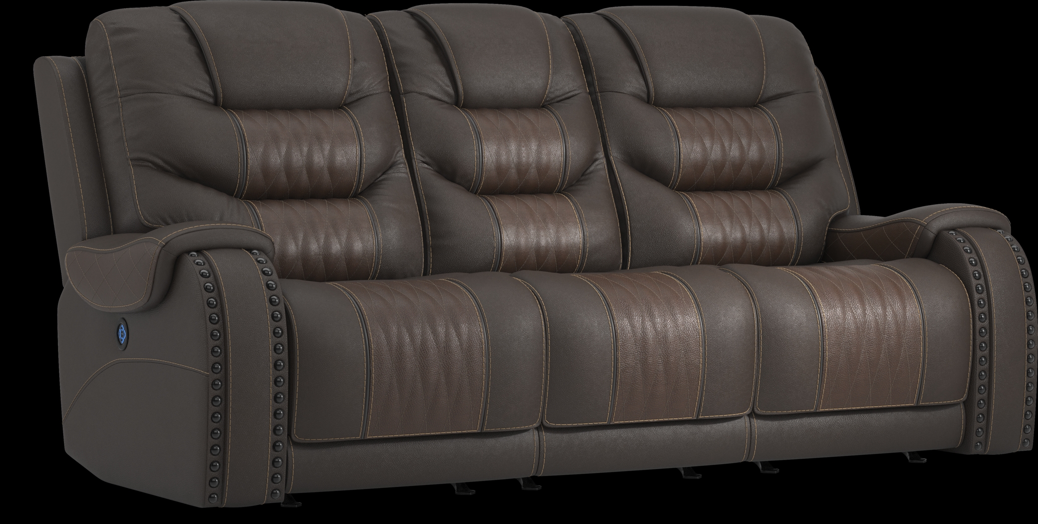 Headliner Brown Leather 2 Pc Dual Power Reclining Living Room - Thumbnail - Image 4