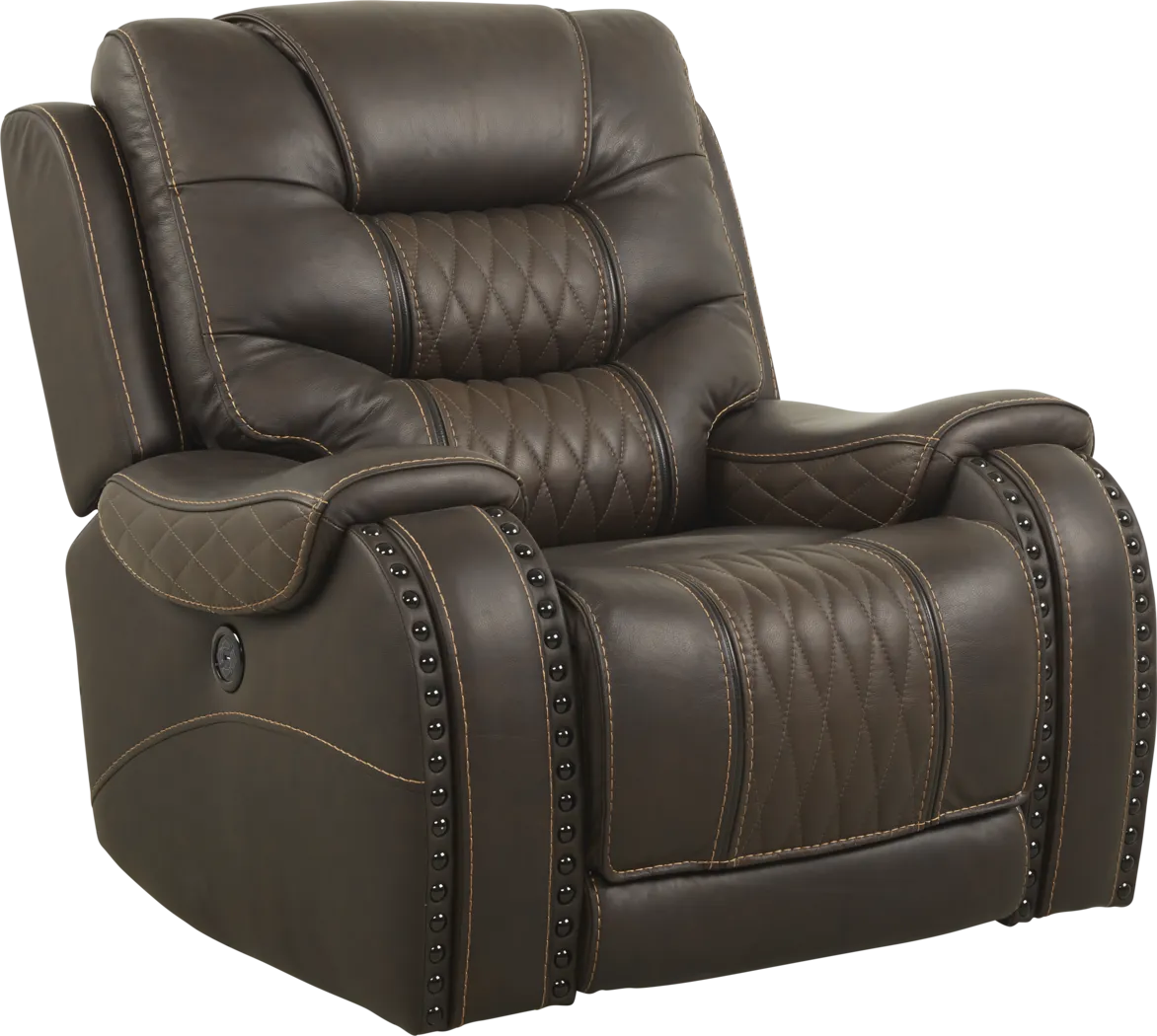 Eric Church Highway To Home Headliner Brown Leather Recliner - Thumbnail - Image 1