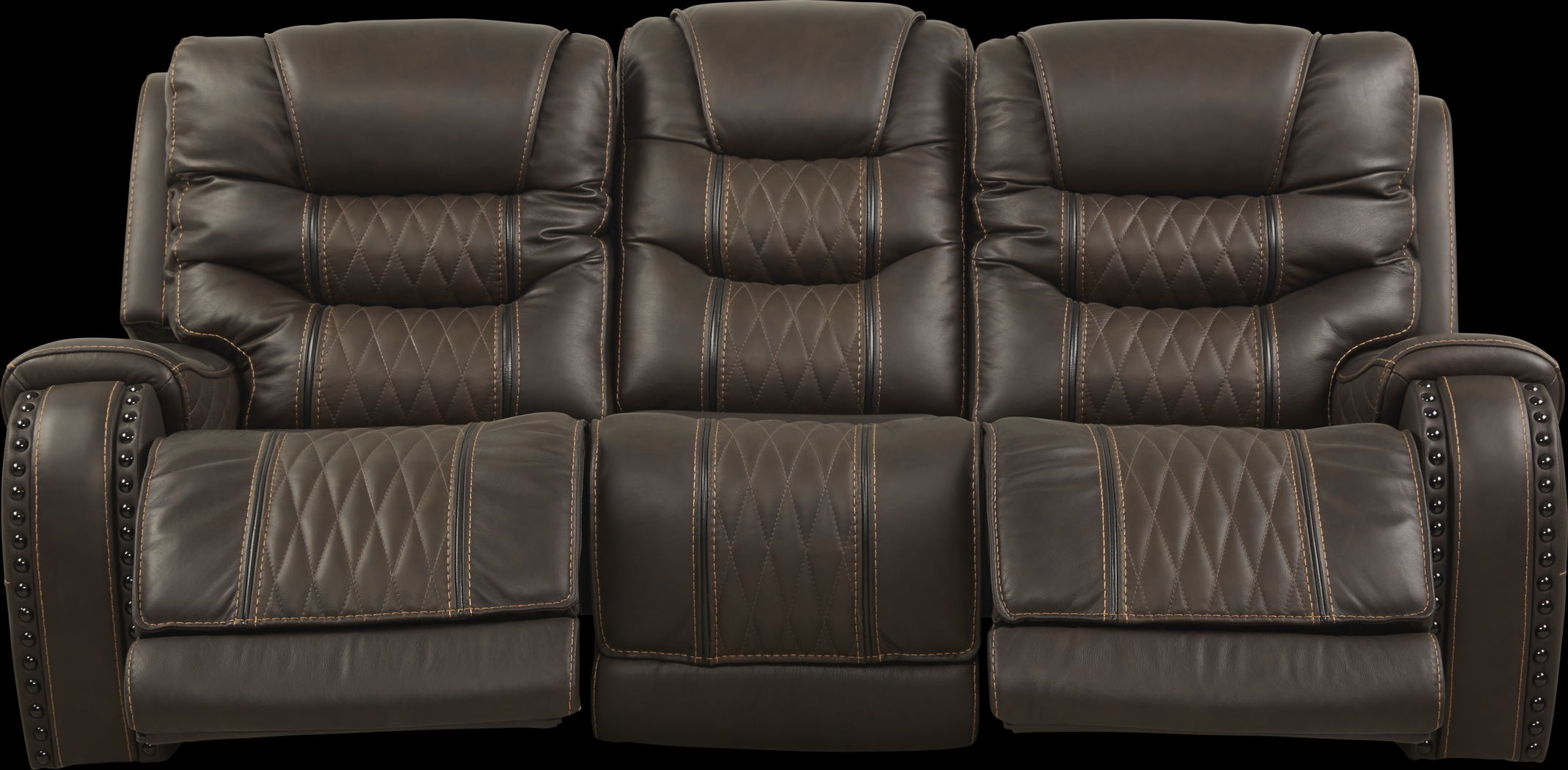 Eric Church Highway To Home Headliner Brown Leather Reclining Sofa - Thumbnail - Image 2