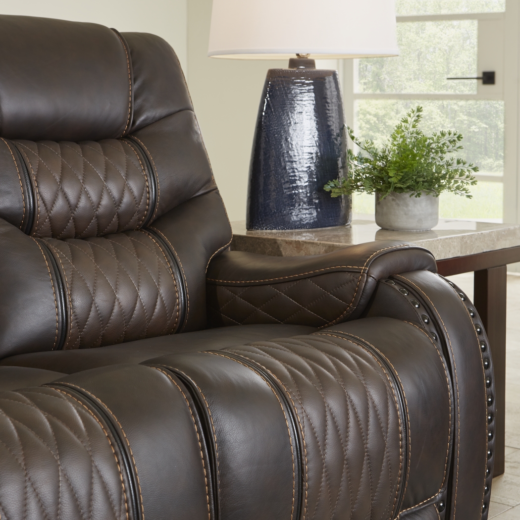Headliner Brown Leather 7 Pc Living Room with Reclining Sofa - Thumbnail - Image 6