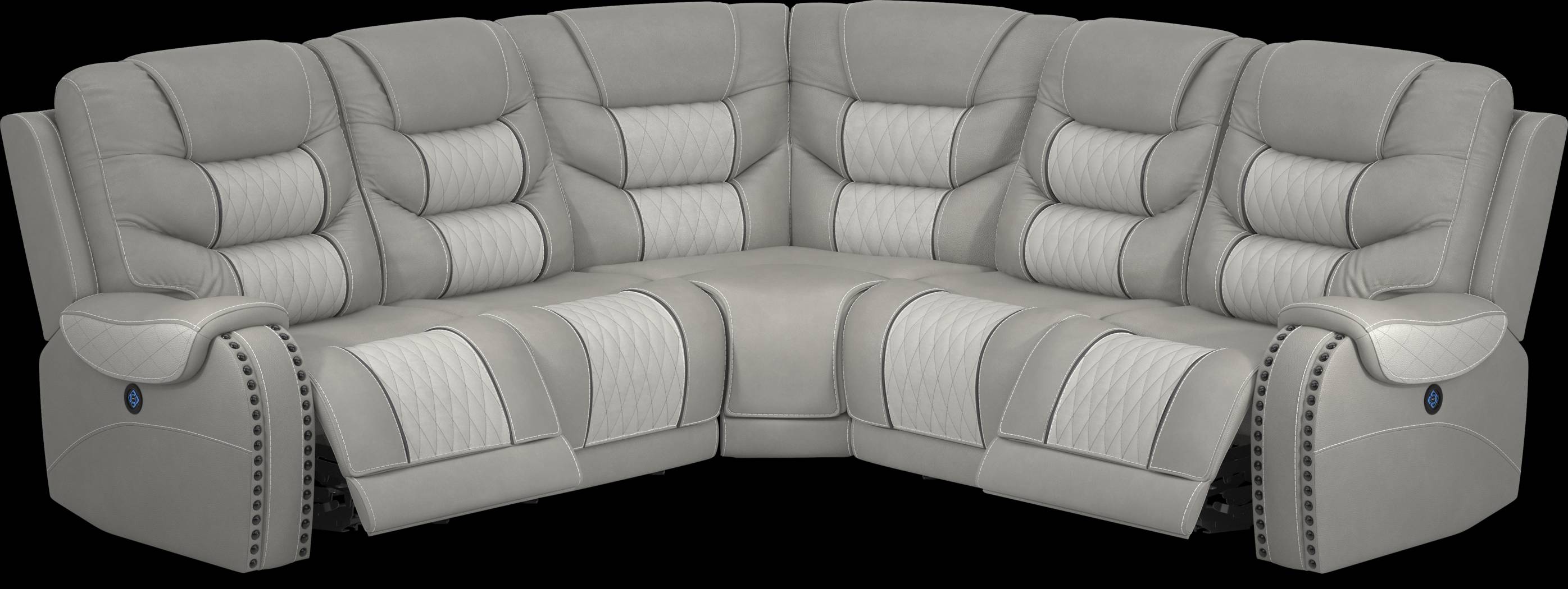 Eric Church Highway To Home Headliner Gray Leather 5 Pc Dual Power Reclining Sectional - Thumbnail - Image 6