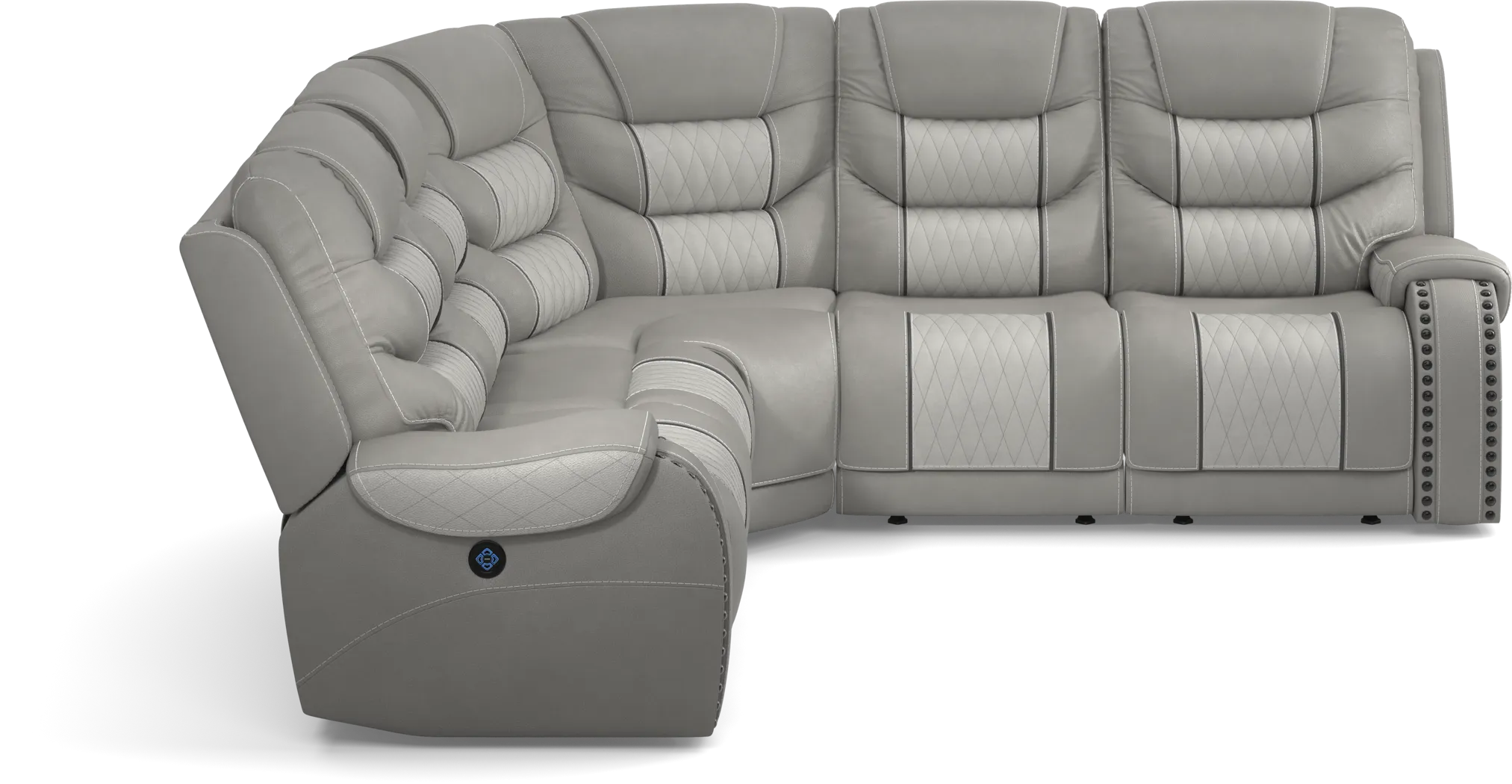 Eric Church Highway To Home Headliner Gray Leather 5 Pc Dual Power Reclining Sectional - Image 5