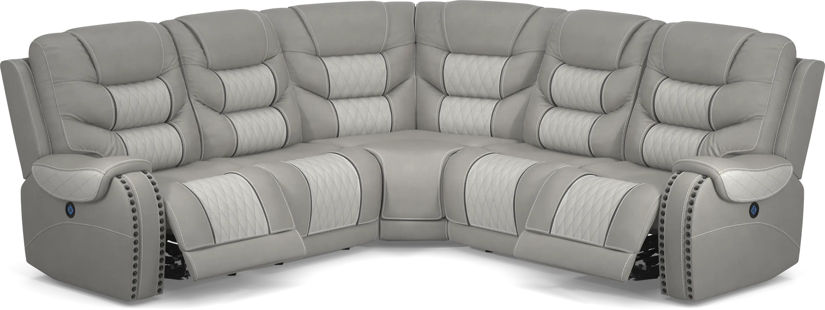 Eric Church Highway To Home Headliner Gray Leather 5 Pc Dual Power Reclining Sectional - Image 6