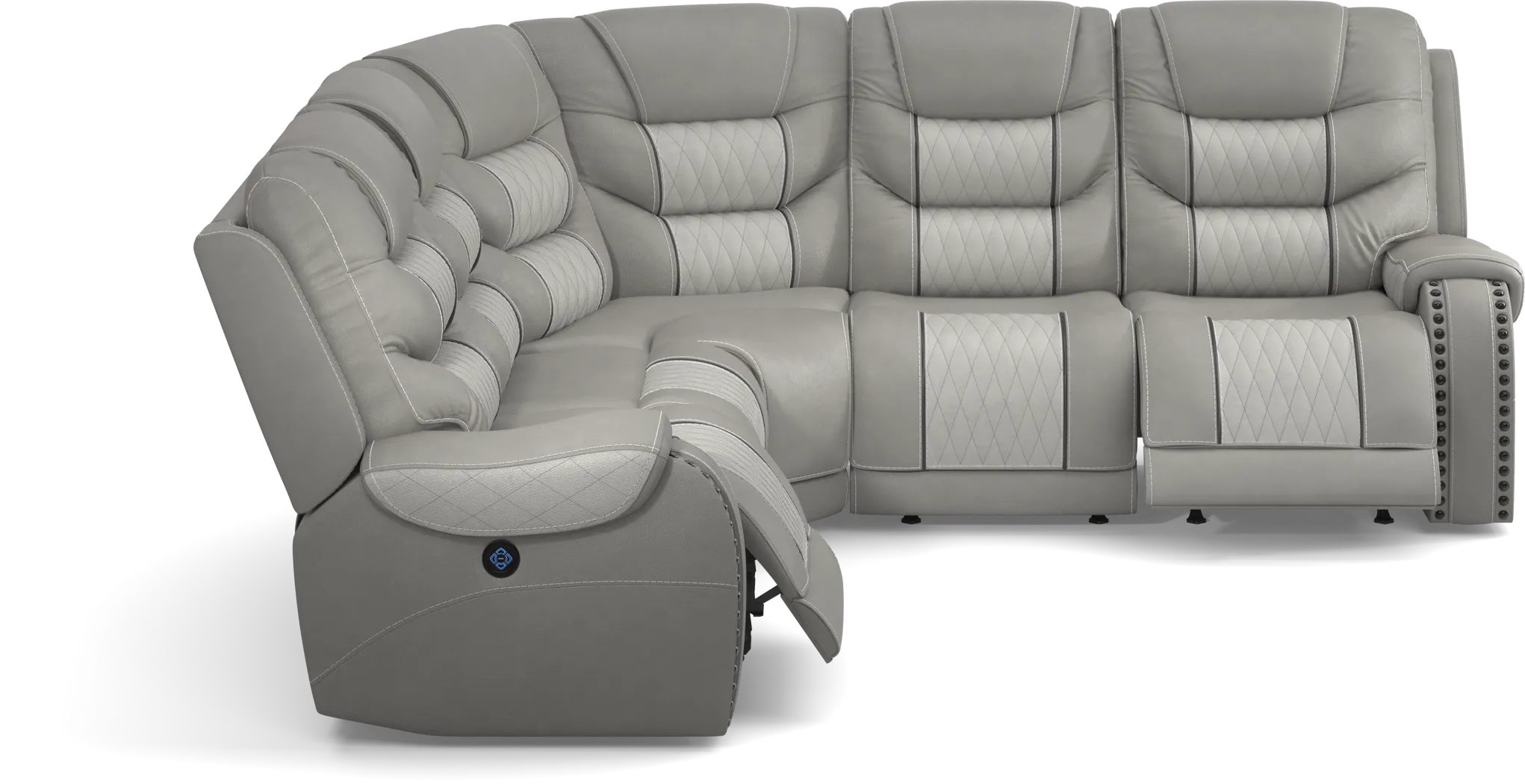 Eric Church Highway To Home Headliner Gray Leather 5 Pc Dual Power Reclining Sectional - Image 7